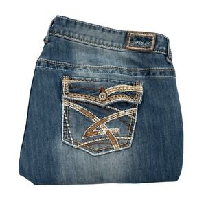 Series 31 Amethyst Women's Blue Denim Bootcut Jeans Plus Size 22 Distressed W401